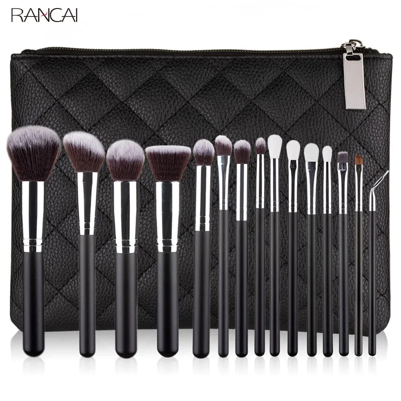  RANCAI Professional 10/15pcs Black Makeup brushes Set Classic Power Brush Make Up Beauty Tools Soft