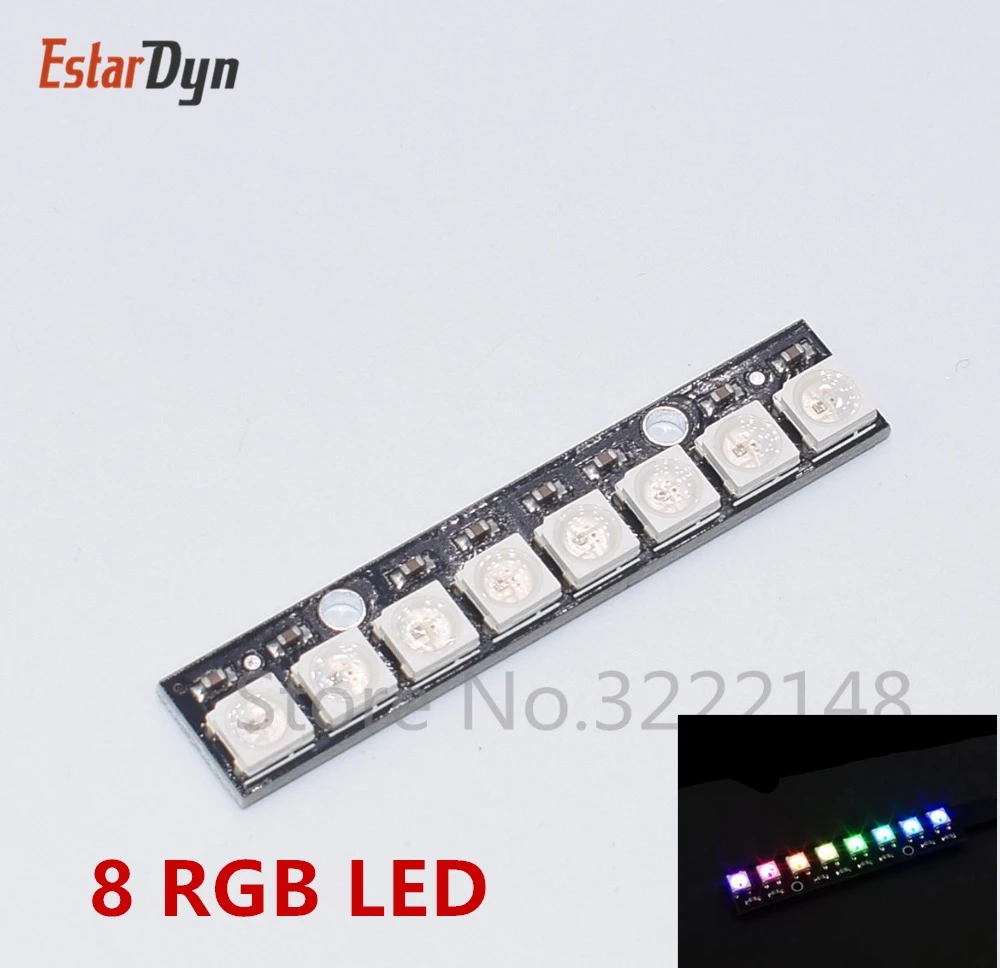 1 шт. 8 канальные светодиодные лампы WS2812 5050 RGB встроенная полноцветная макетная