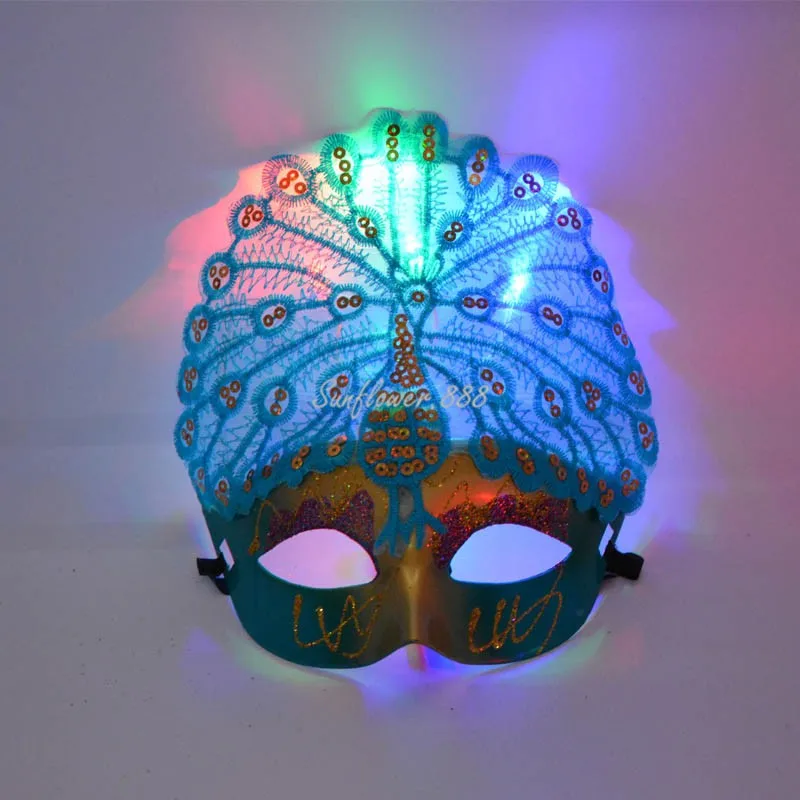 Светодиодный светильник, венецианская Маскарадная маска с павлиньим лицом, Вечерние Маски принцессы, свадебные украшения, Рождество, Хэллоуин, navidad