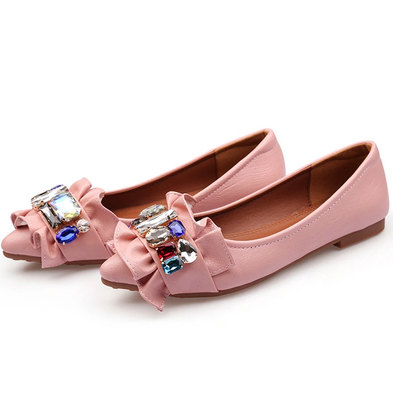 

2018 summer new flat shoes fashion shallow rhinestone bow women's shoes simple casual shoes women.