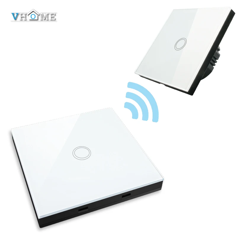 

VHOME EU/UK Smart Home 433MHZ RF Smart Remote Control transmitter+220V Crystal Panel Touch Wall Light Switch wi-fi By Broadlink