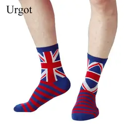 Urgot 5 пар для мужчин британский флаг Аргайл звезда шаблон хлопок экипажа носки для девочек платье бренд Harajuku дизайнер Happy Смешные