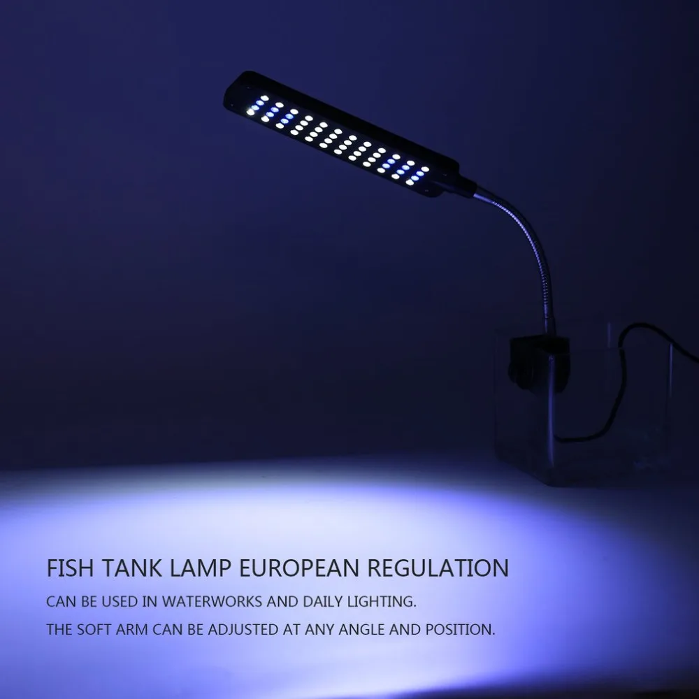 48 Светодиодный светильник для аквариума, 2 режима, белый и синий светильник, Регулируемая лампа, Прямая поставка