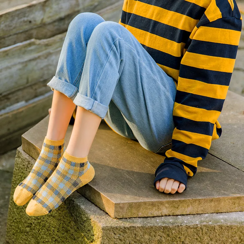 

New Arrivals Women's Novelty Squares Skateboard Socks Plaid Harajuku Checkerboard Hiphop Socks Sox Long Sock Meias High Quality