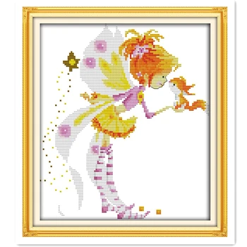 

The Little Girl With Squirrel 11CT Pattern on the canvas DMC 14CT Cross Stitching kits,needlework embroidery for Sets,DIY Crafts