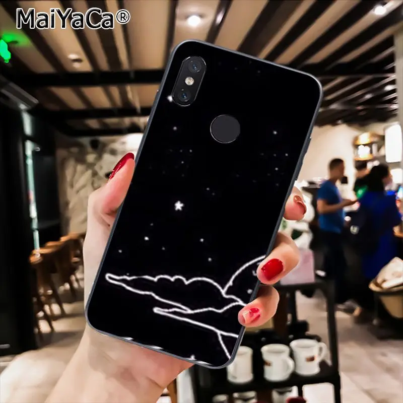 MaiYaCa черный с белой Луной и звездами космический астронавт PhoneCase для Xiaomi Redmi8 4X 6A S2 7A 6A Redmi 5 5Plus Note5 7 Note8Pro - Цвет: A14