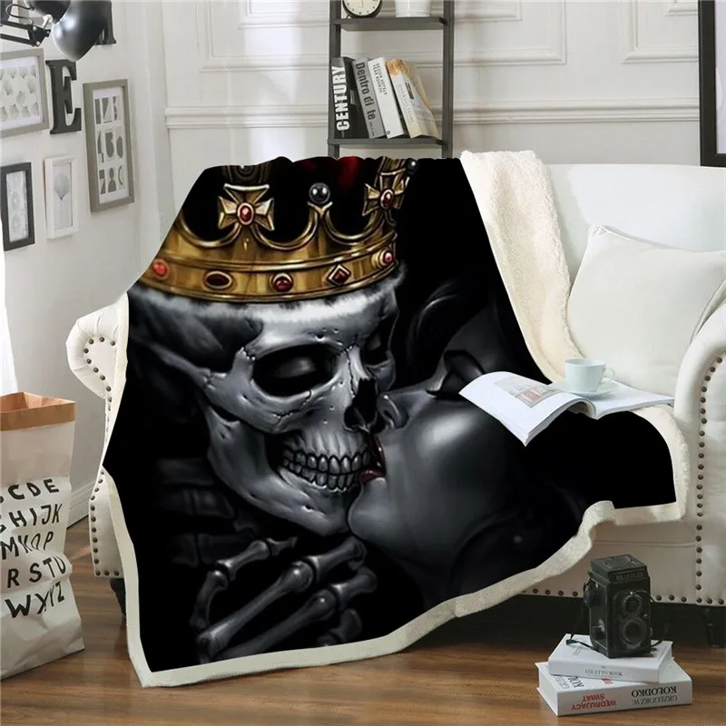 

Skull King Sherpa Blanket Fashion Popular Washable Blanket Quilts Travel Office Bedspread Drop Ship