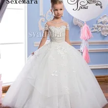 Винтаж Арабский платье с цветочным узором для девочек на свадьбу бальное платье с кружевом и жемчугом на высоком каблуке вечернее платье с бисером для девочек Платье для первого причастия