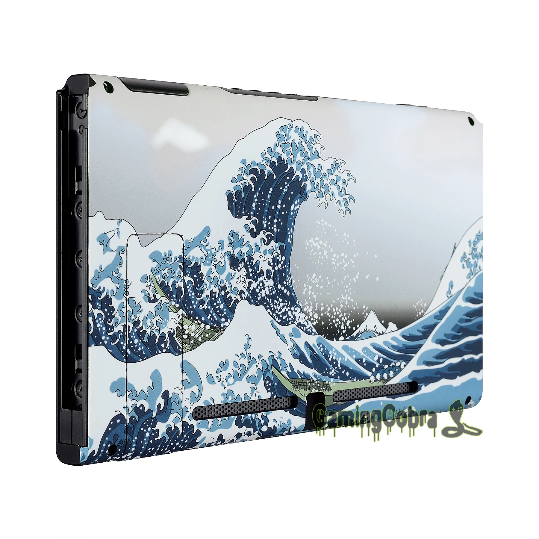 

Soft Touch Grip The Great Wave Console Back Plate DIY Replacement Shell Case with Kickstand for Nintendo Switch Console