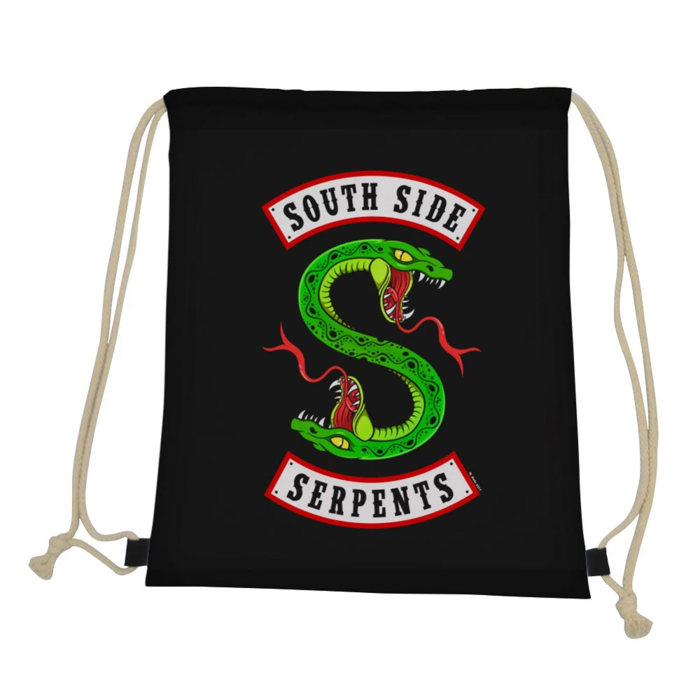 ThiKin Gym Sack Riverdale Southside Serpents Men Drawstring Bag 3D Cartoon Anime Print Casual String Shoulder