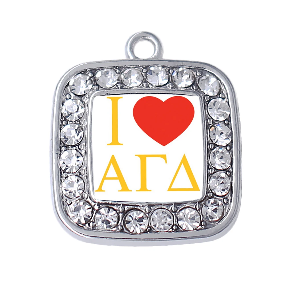 Металлическая наклейка с инкрустацией I heart Alpha Gamma амулеты подвески греческие