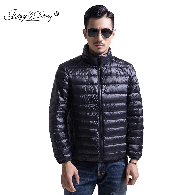 

DAVYDAISY Men Winter Parkas Ultralight Stand Collar Warm Duck Down Jackets Men Casual Brand Thin Overcoat 5XL 6XL JK064