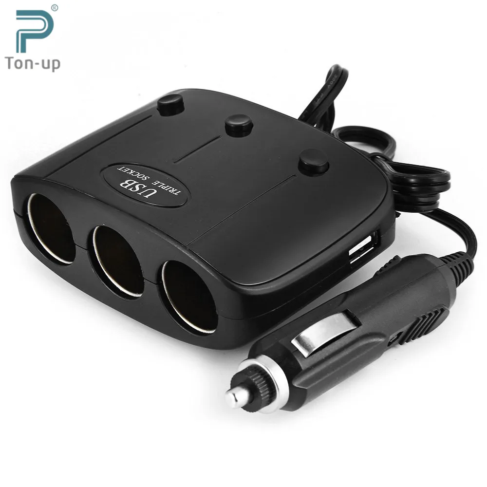 B04 3 Ways Car Auto Cigarette Lighter Sockets Splitter Power Adapter