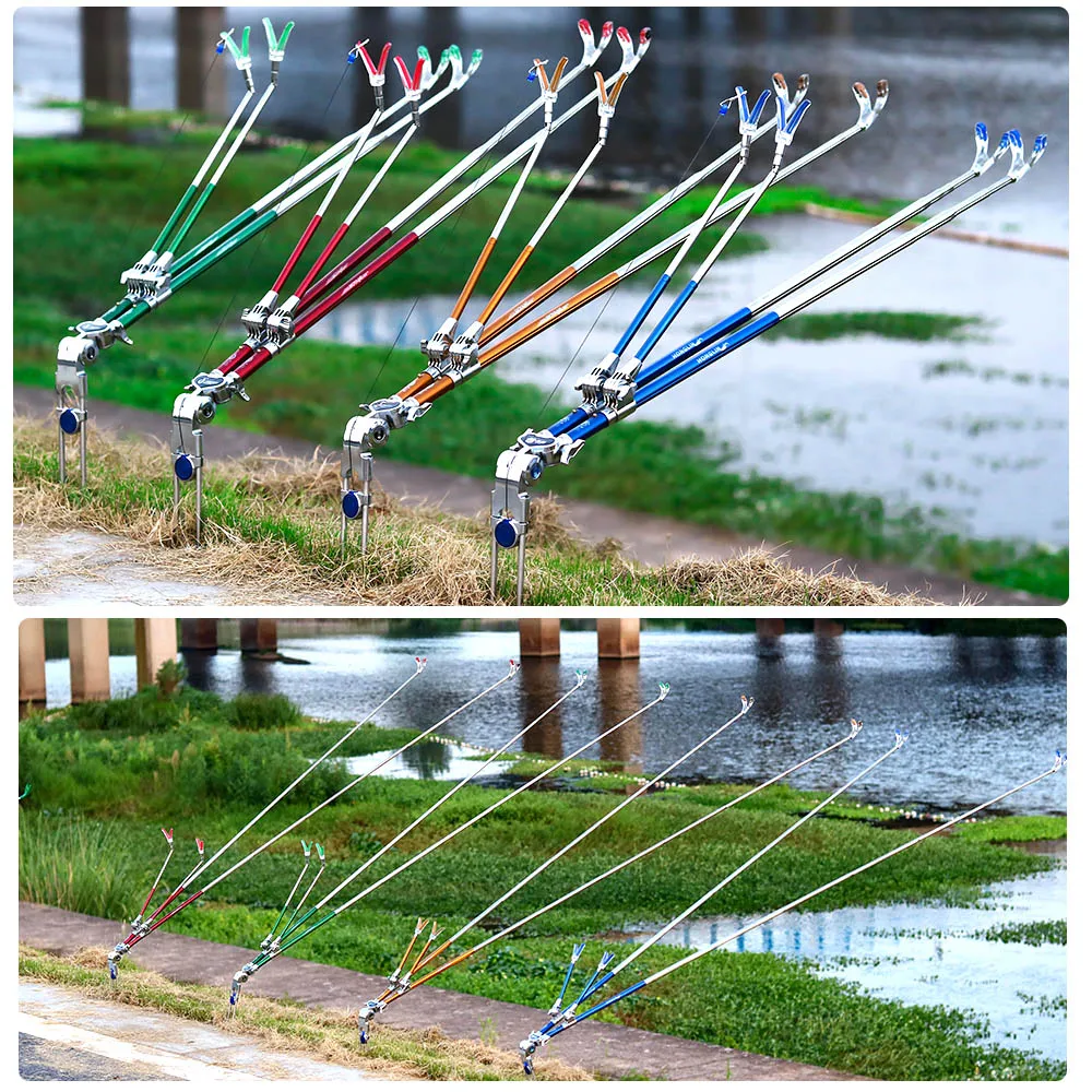 Two heads 1.7-2.1M Telescopic fishing Rod Holder Outdoor fold Adjustable Bracket made Stainless Steel Fishing Tackle