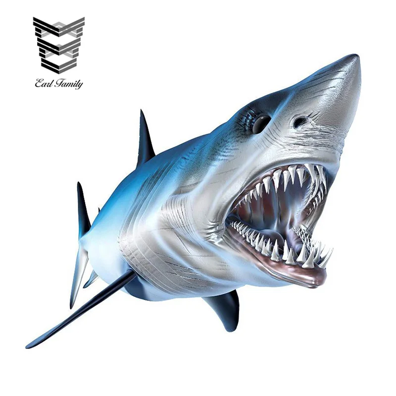 

EARLFAMILY 13cm x 11.4cm Shark Decal 3D Car Styling Car Stickers Vinyl Graphic Decor Window Bumper DIY Car Body Decals