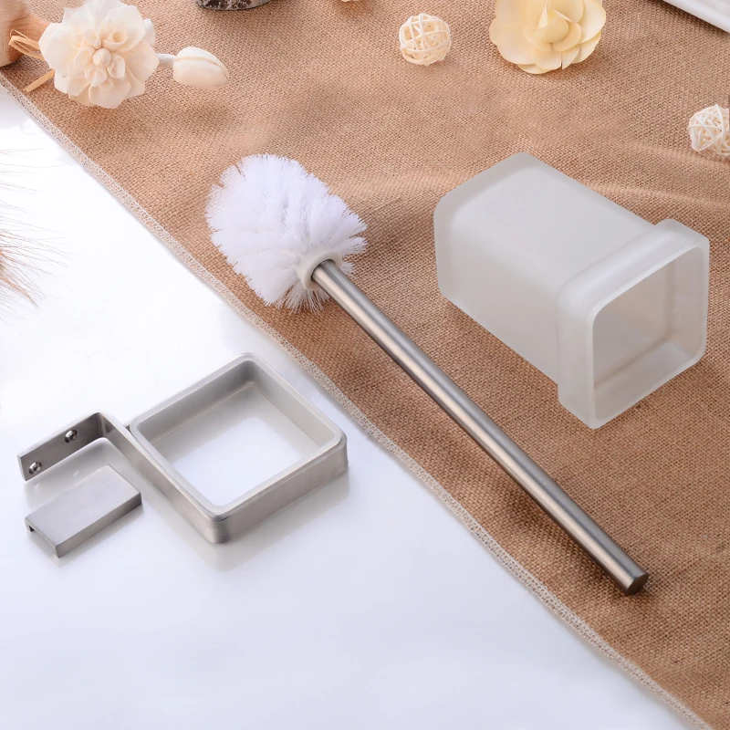 Современный туалетный держатель щетки набор из нержавеющей стали настенный квадрат стеклянный подстаканник для ванной комнаты аппаратная Чистящая Щетка с держателем
