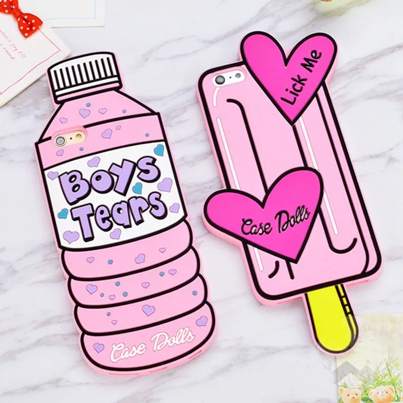 Soft Silicon Gel Ice Cream Water Bottle Phone Case Cover for iphone 6