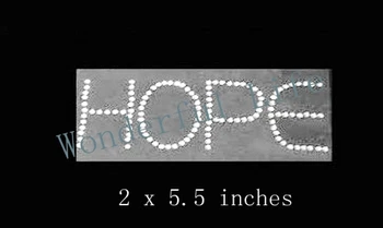 

Free shipping heat hot fix rhinestone design Hope Rhinestone Transfer in white clear crystal