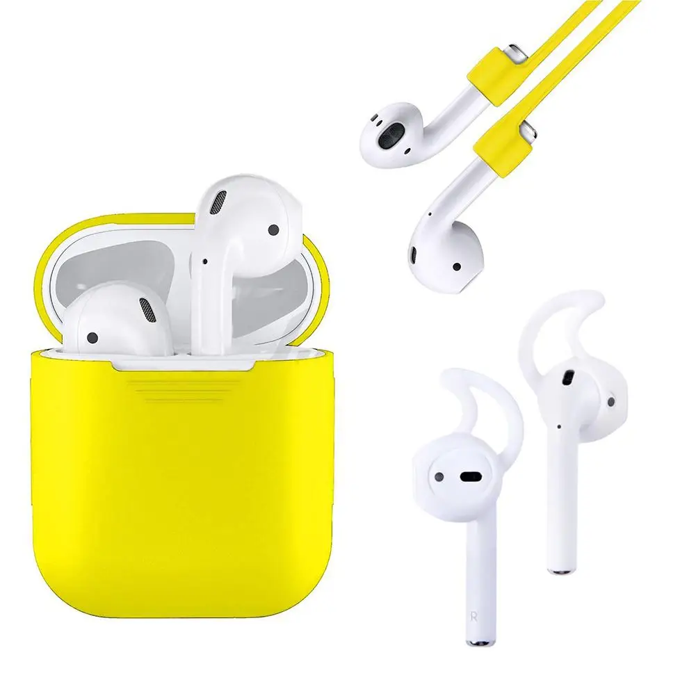 3 в 1, силиконовый чехол для Apple Airpods, чехол, крючок для наушников, аксессуары для Air Pods, ремешок для Air pods, i10, i13, Bluetooth, наушники - Цвет: yellow