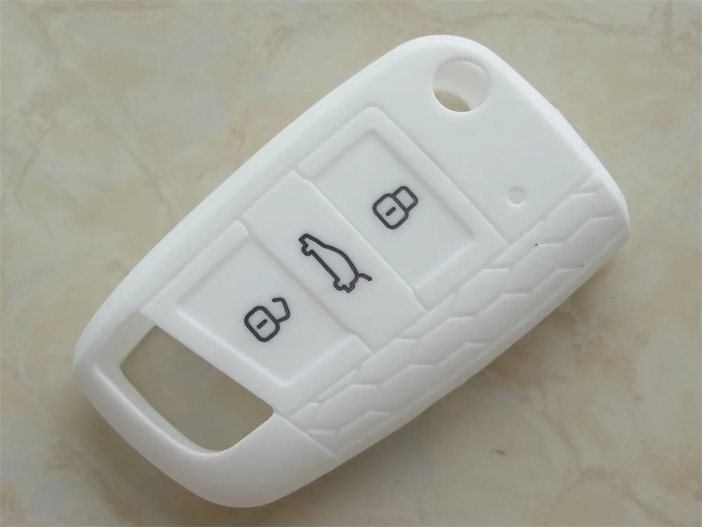 AUTEWODE Silicone Car key Cover for vw Volkswagen Golf 7 mk7 3 button Remote key shell blank fob