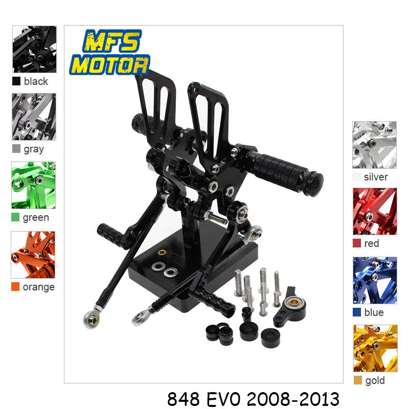 

For Ducati 848 EV0 2008-2013 CNC Adjustable Rearset Motorcycle Accessories Foot Rest Foot Pegs 848 Footrests