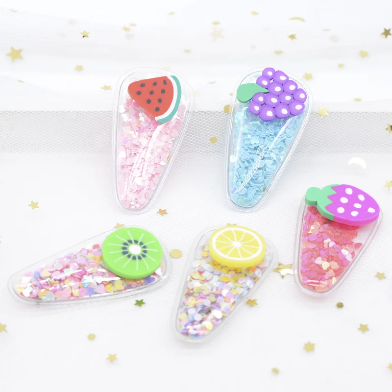 

5Pcs 56*30mm Transparent Plastic Filling Sequin Matching Fruit Clay Appliques for DIY Baby Headwear Hair Clips Accessories H58