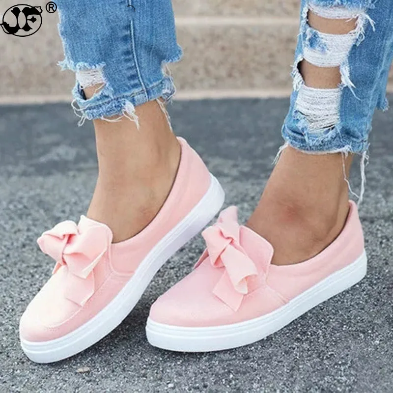 

Women Loafers Plus Size Platform Slip On Bowtie Flat Shoes Sewing Casual Bowknot Shoe For Female Flock Moccasins Footwear944