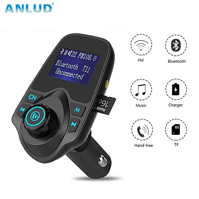 

ANLUD Bluetooth Car Kit Handfree FM Transmitter Car Bluetooth FM Transmitter T11 Dual USB Charger A2DP Wireless Car MP3 Player