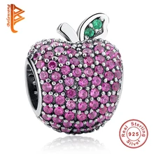 Diy 100% 925 cuentas de plata lleno de cristal bastante apple encantos fit pandora pulsera collar de regalo de las mujeres bijoux joyería