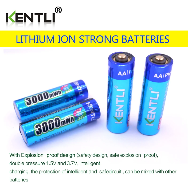 KENTLI piles AA lithiumion rechargeables, haute capacité, 1.5V