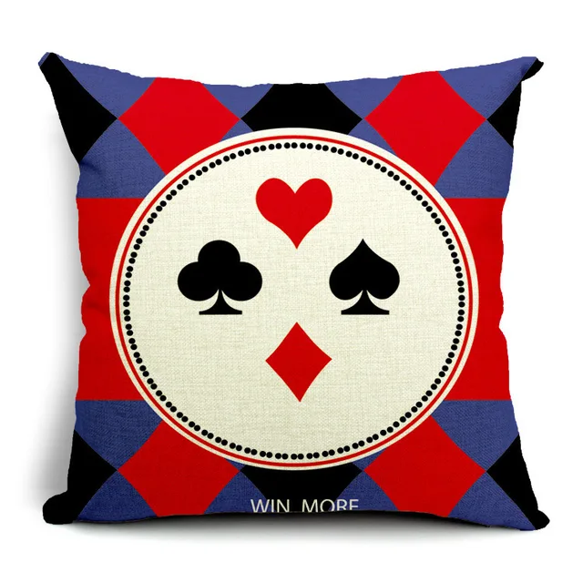 Playing Cards Poker Decorative Throw Pillow Case Cushion Cover 45cm