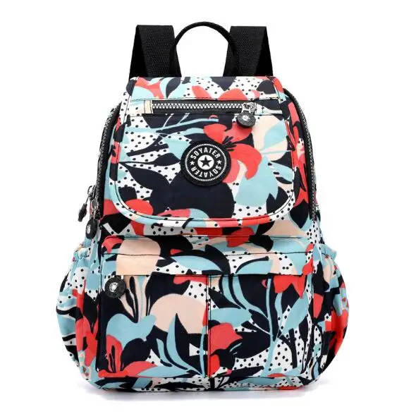 

Soyt Floral small backpack K I PDE suitable for teenage girls leisure wrinkled Nylon Backpack women's backpack Sac A Dos bag