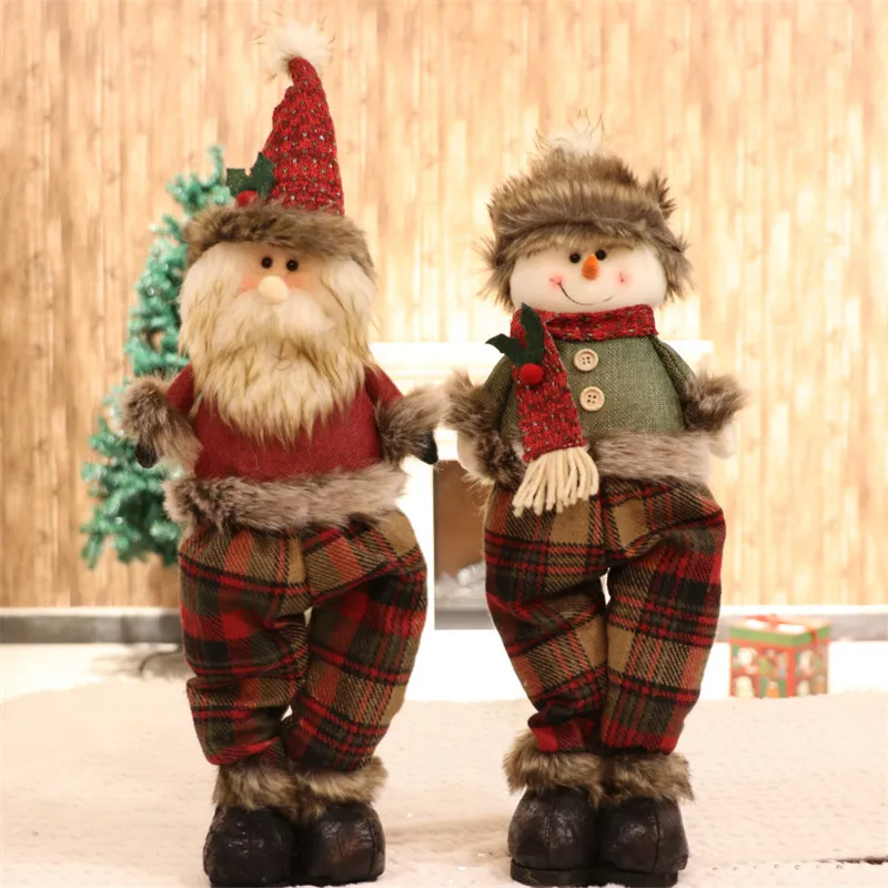 

2020 new Christmas Decorations Doll Retro Style Christmas Window Decoration Gifts Long haired telescopic Santa snowman 12x50 cm