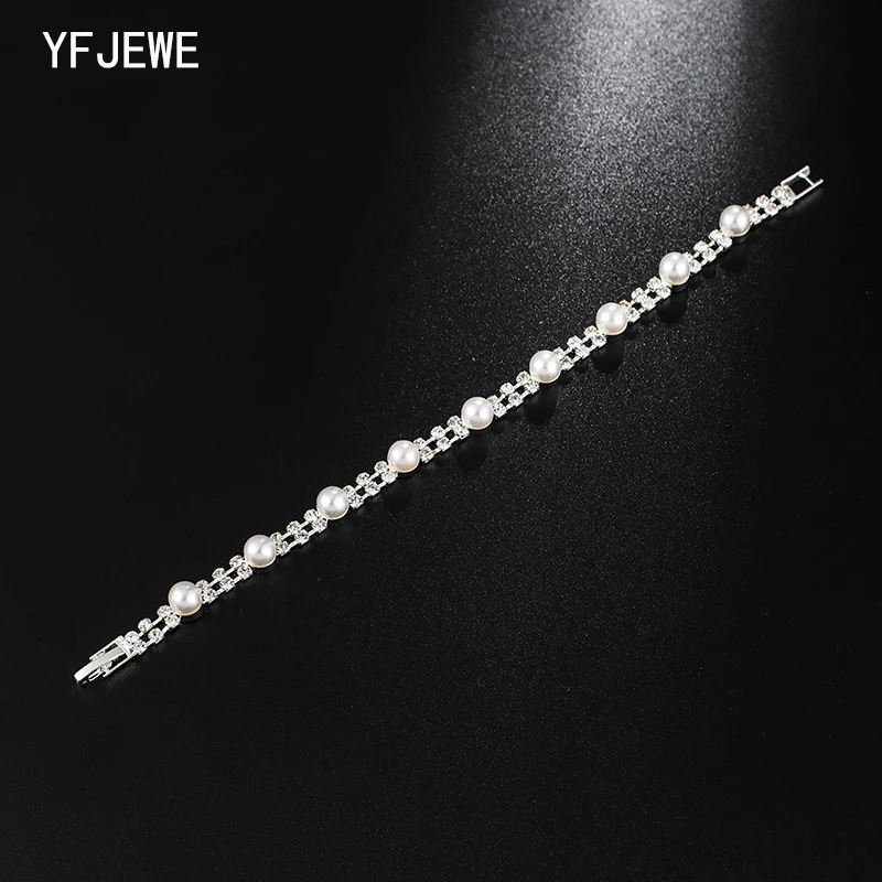 

YFJEWE 2019 New Fashionable Pearl Bracelet and Bangle for Woman Crystal Simple Bracelets Woman Jewelry Party Gifts #B268