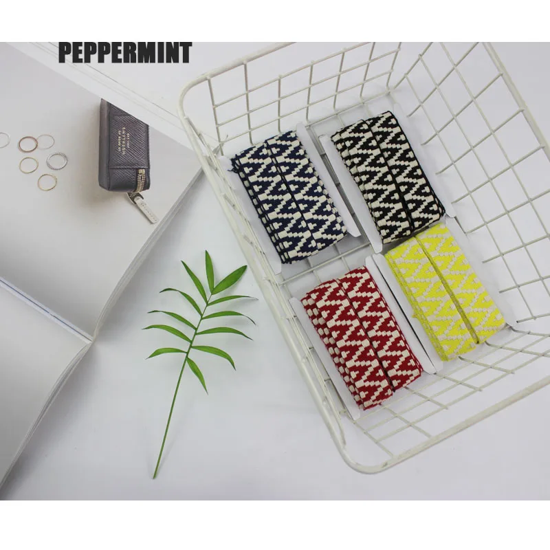 

1yard Jacquar Webbing 2.5cm wide Ribbon Embroidery Thick Trim Cotton mixed Sewing Accessory