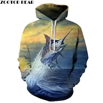 

Long-mouthed Fish Spring Male Sweatshirts Animal Men Hoodies Brand Sleeves Casual Tracksuits 3D Print Tops Drop Ship ZOOTOP BEAR