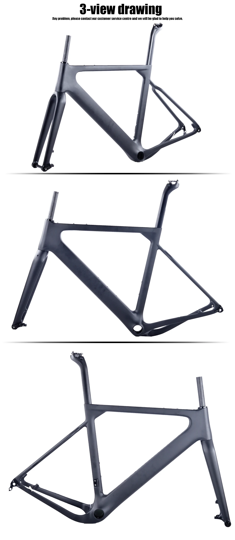 Perfect Tideace 2019 Post mount Aero Carbon gravel Bicycle Frame S/M/L Disc Bike Carbon QR or thru axle accpet DIY 15