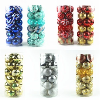 

24PCS/LOT 6cm Christmas Tree Decoration Christmas Hanging Balls Christmas Paint Balls 2019 New Year's Supplies