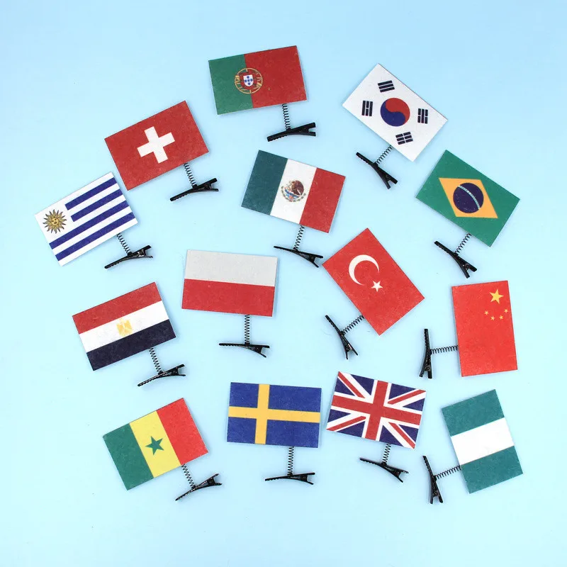 

2019 Women National Flag Hair Clips Girls Spring Hairpins Hair Accessories Barrette Flag National Spring Girls Women