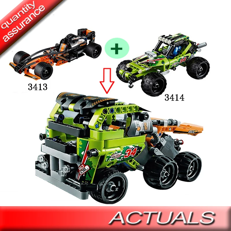 

2Sets/Lot DECOOL 3413-3414 Technic 2In1 Speed Chamoion DESERT RACER Car Building Blocks Bricks Compatible with Lego 42026 42027