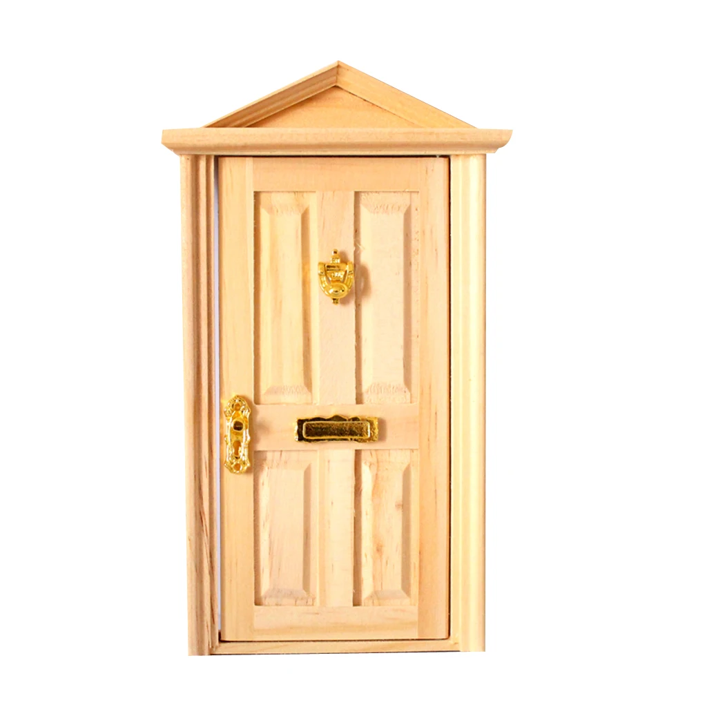Wooden External 4 Panel Steepletop Door Doll House Miniature Accessory 12th