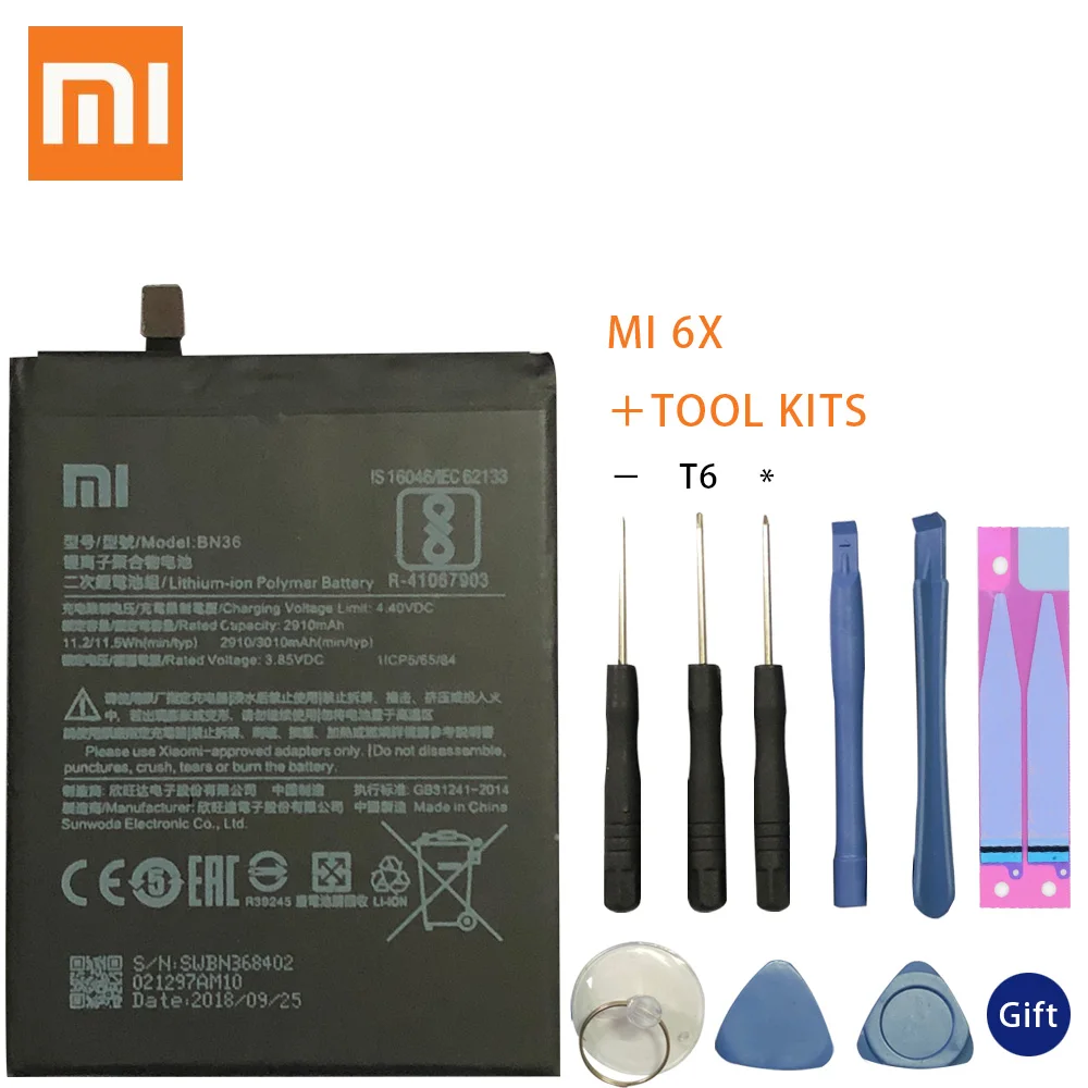 

Original Phone Battery for Mi6X MiA2 Battery Xiaomi Mi 6X A2 BN36 Batteries with Retail Package Bateria for Xiaomi Mi6X MiA2