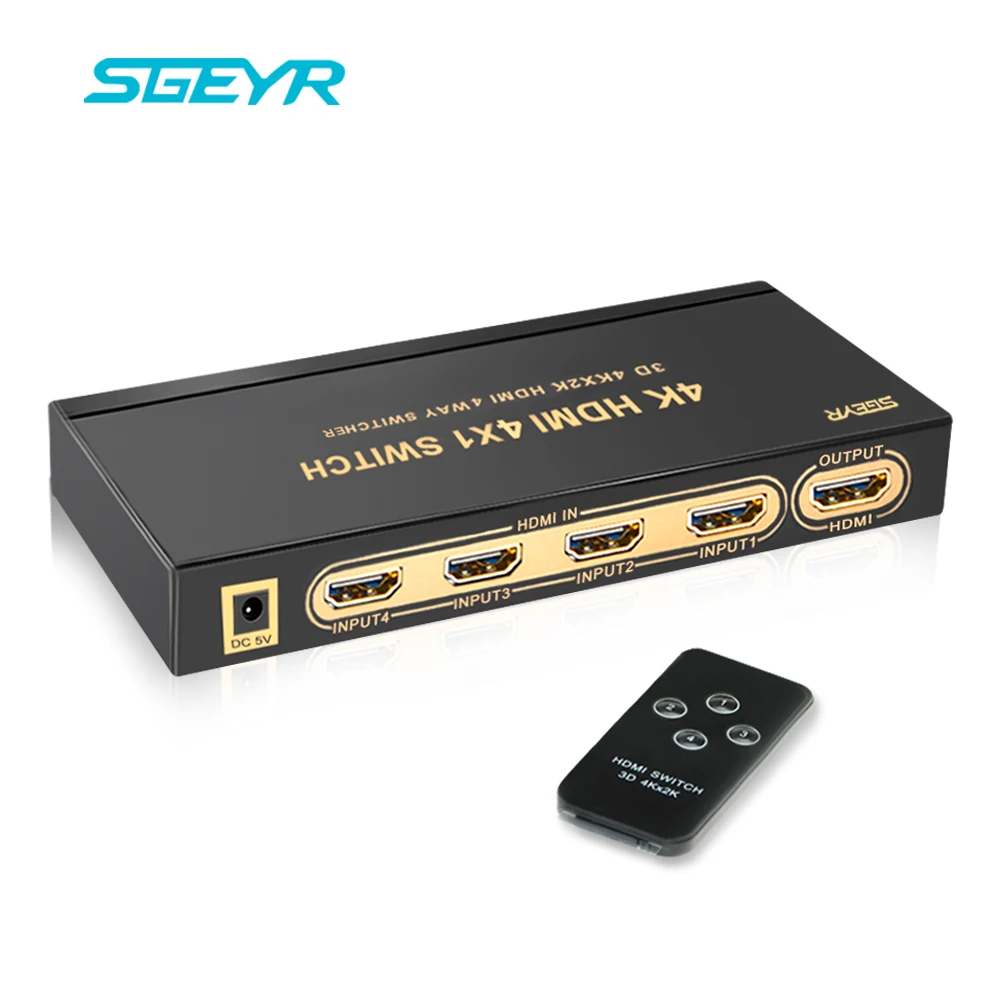 SGEYR 4 порта HDMI переключатель сплиттер 4x1 HDMI коммутатор 4k x 2K 4 в 1 поддержка 4K x 2K 1080p 4K с ИК дистанционное управление, разъем HDMI адаптер