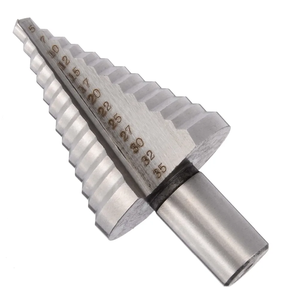 1pc HSS Spiral Grooved Step Drill Bits Round Shank Triangle Woodworking