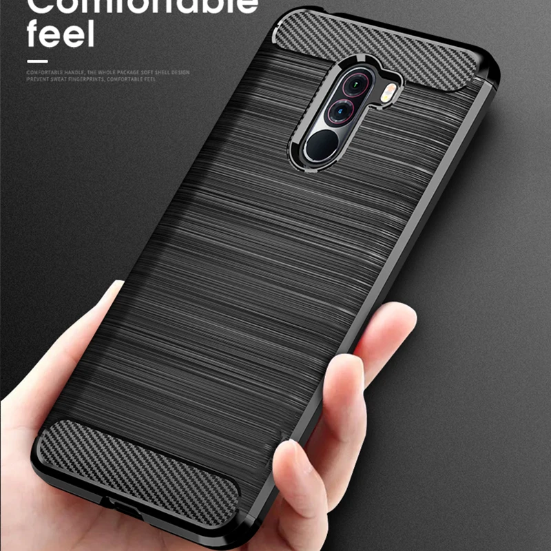 Чехол для Pocophone F1 Poco мягкий силиконовый чехол из углеродного волокна