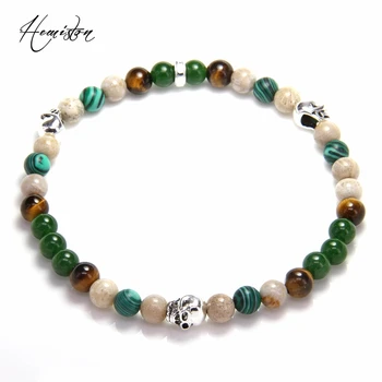 

Thomas 6mm Green Colorful Green Nature Stone, Skull Bead Women Bracelets, Glam Jewelry Soul Gift for Women TS B596