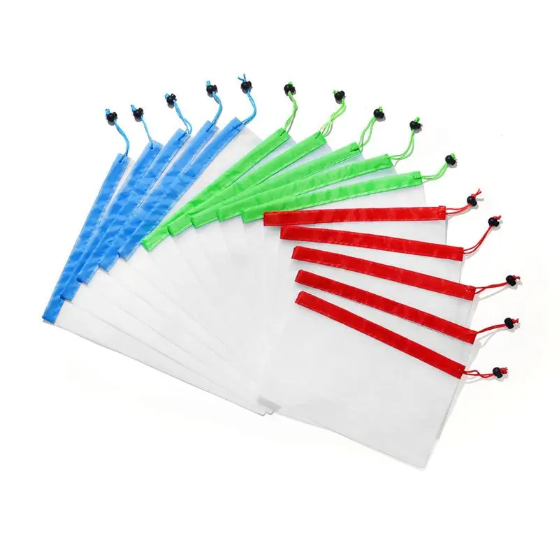 

15x Reusable Produce Bags Mesh Vegetable Fruit Toys Storage Container Pouch Bag