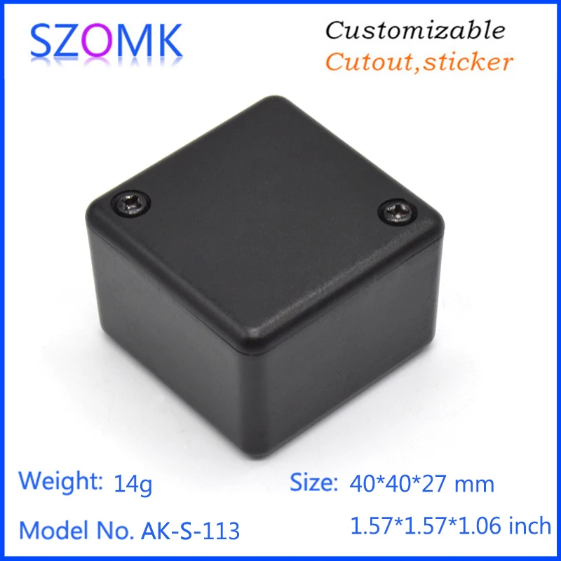 

10 pcs, 40*40*27mm diy black electronics plastic box case standard customizable plastic instrument enclosure housing pcb design