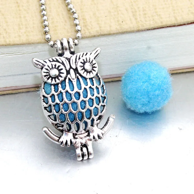 1PCS Owl Aromatherapy Diffuser Necklace Pendant Choker Essential Oil