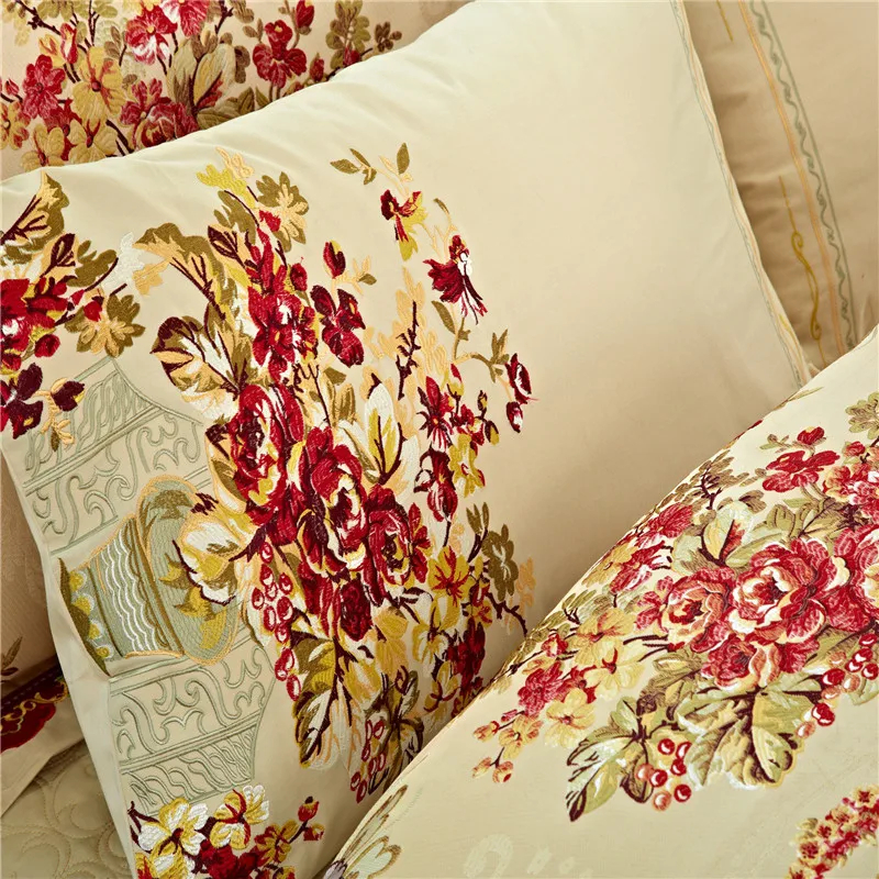 Sale New 4/6/9Pcs Luxury wedding Bedding set Stain Jacquard Cotton Double King Queen size Bedspread set Duvet cover  Pillowcases 6